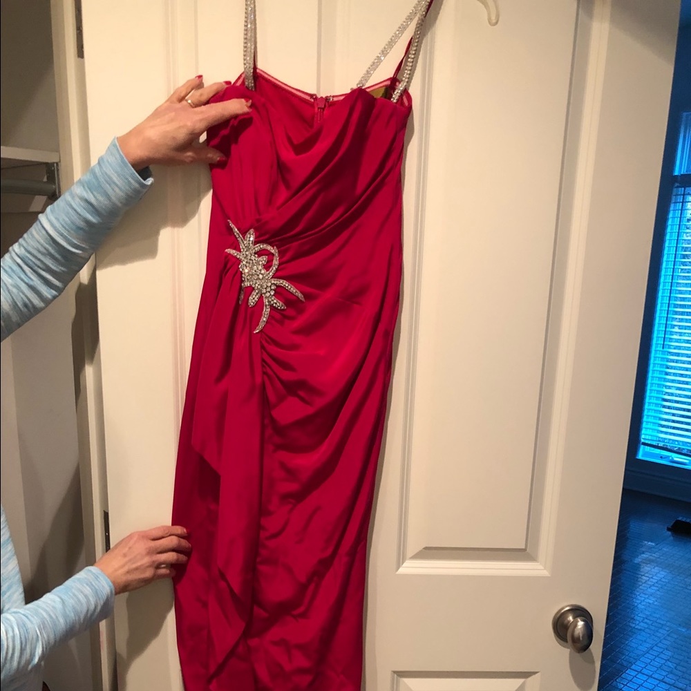 Fuchsia gown with crystal straps